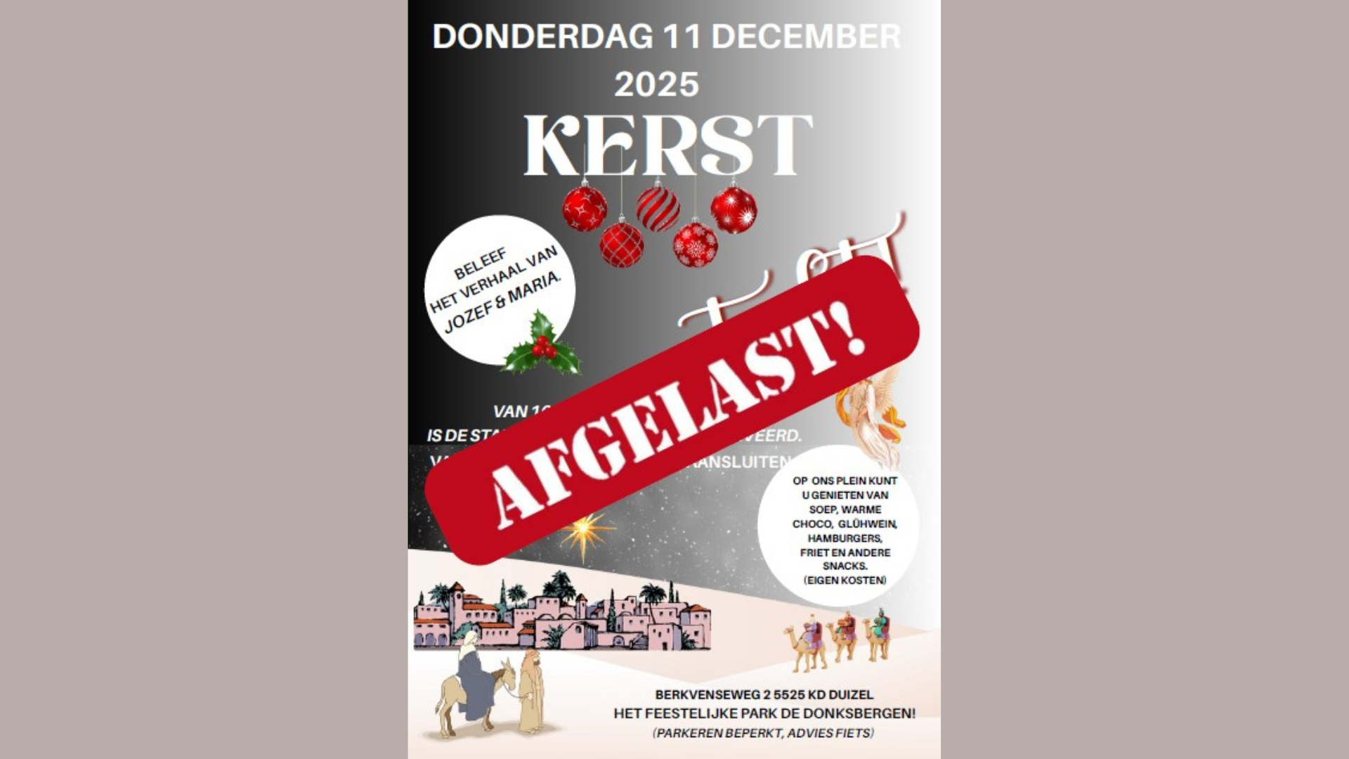Kersttocht Afgelast
